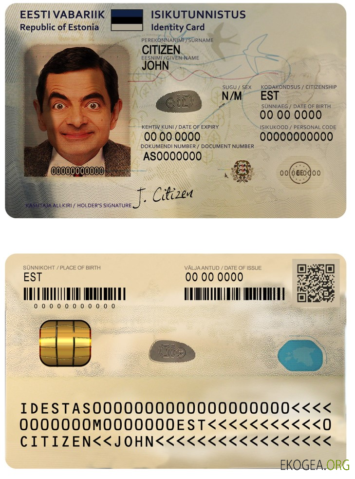 Modèle d'identification d'Estonie au format PSD, entièrement modifiable (2018 – présent)